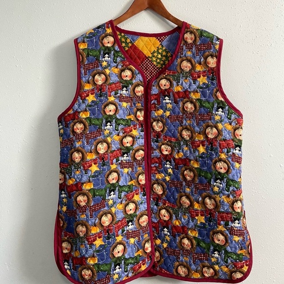 Handmade Reversible Fall Patchwork Quilted Vest - Picture 4 of 5